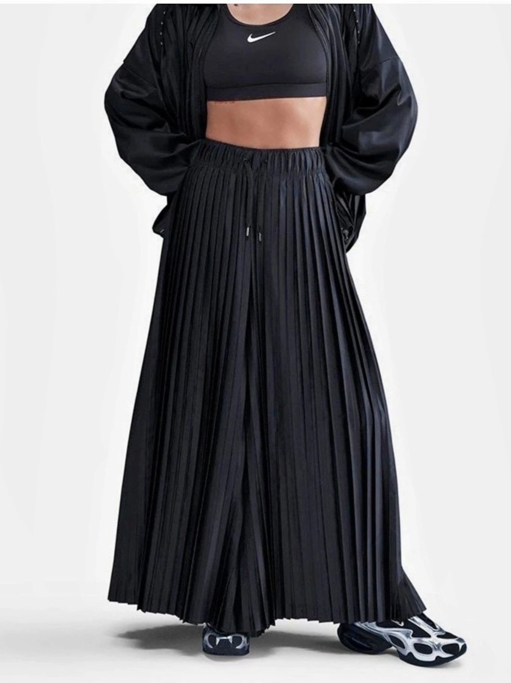 Nike Sportswear Tech Pack Pleated Skirt Pleated Pamts in Black Size XS NWT
